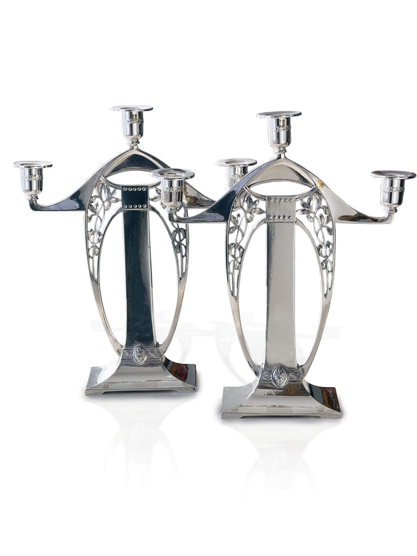 Paire de chandelier Art Nouveau en métal argenté - WMF - circa 1900