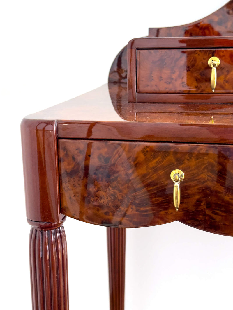 Coiffeuse Et Banquette D'époque Art Déco 1930, En Loupe Coiffeuse Et Banquette D'époque Art Déco 1930, En Loupe