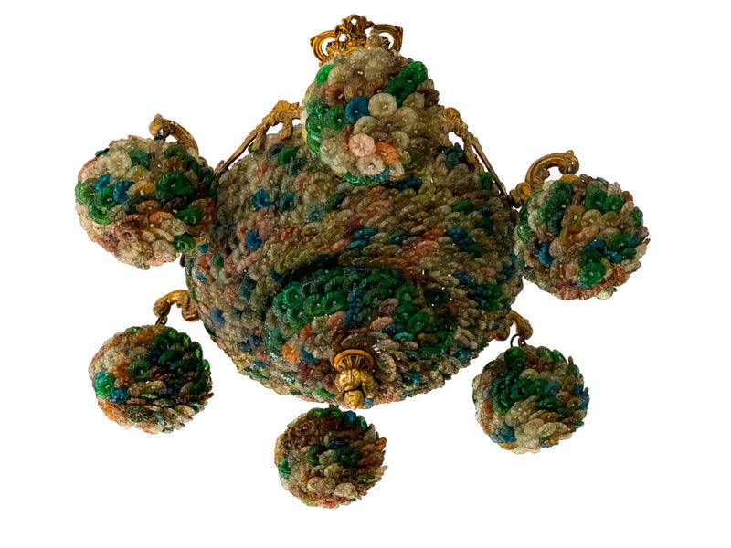 Lustre art nouveau Murano - broderie de verre colorée - ricamo di vetro