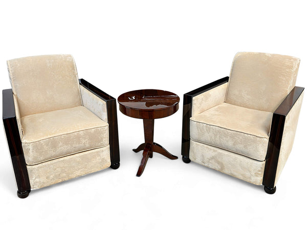 Paire de Fauteuil Art Deco en macassar et Tissus Pierre Frey