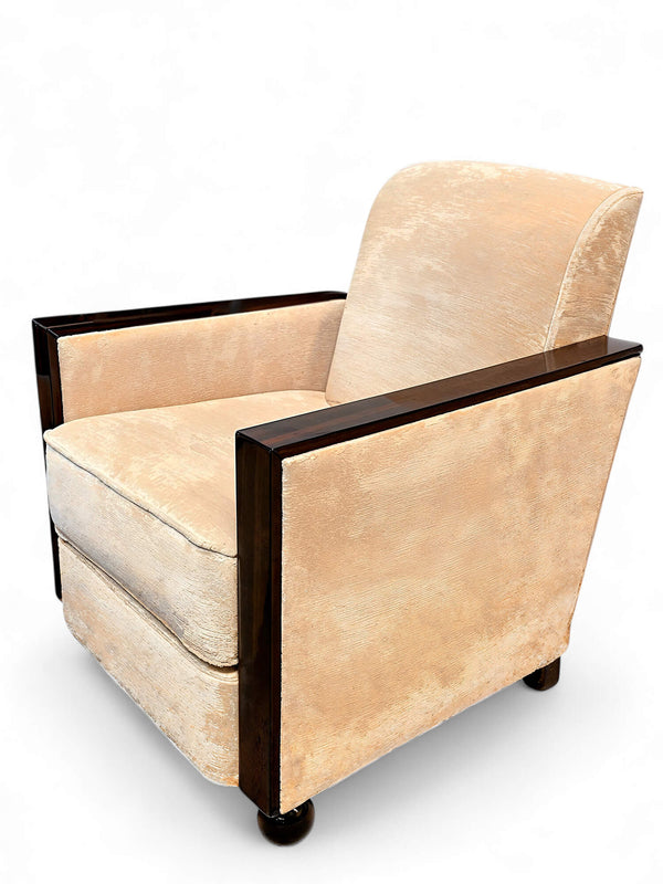 Paire de Fauteuil Art Deco en macassar et Tissus Pierre Frey