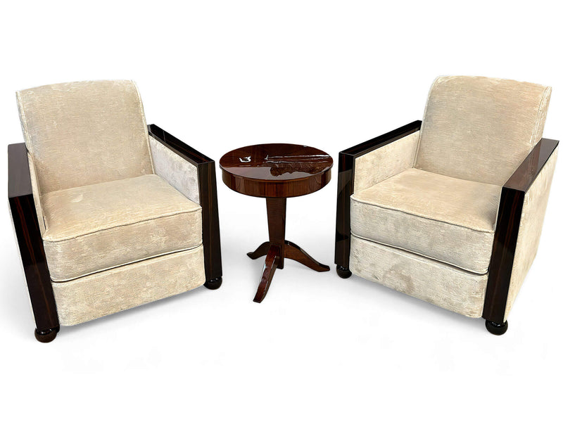 Paire de Fauteuil Art Deco en macassar et Tissus Pierre Frey