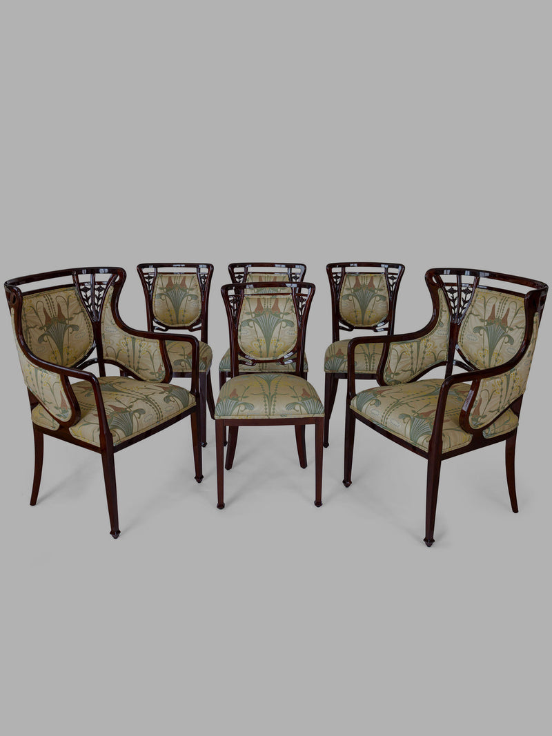 Salon Art Nouveau - 4 chaises et 2 fauteuils - Majorelle