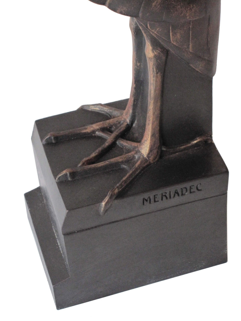 Heron ou Aigrette par Meriadec pour Max Le Verrier - Sculpture ART DECO en fonte d'art