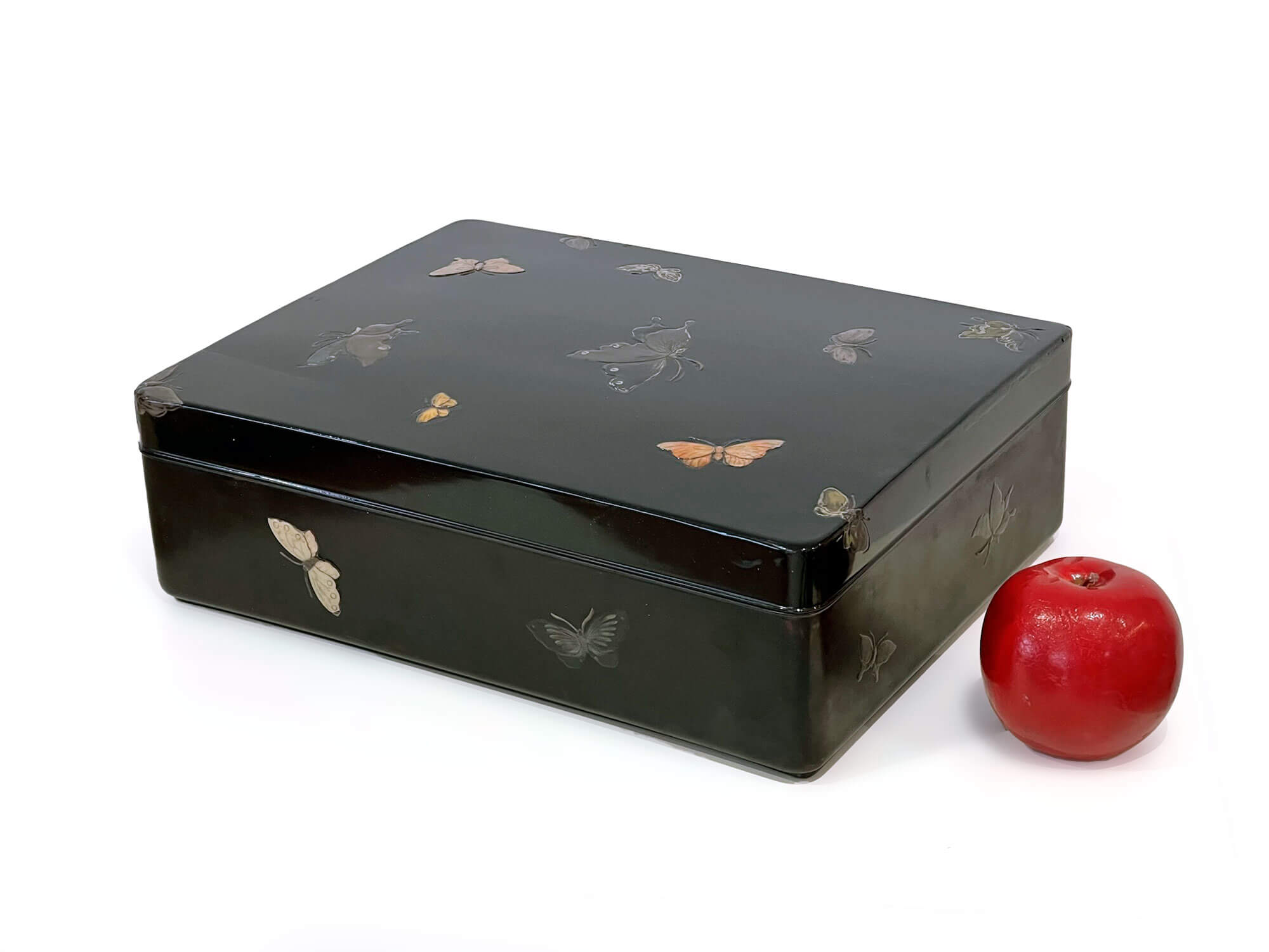 Boîte à Bijoux Japonaise - Bois Laqué Et Nacre - Motif Oiseau - Occasion - Objet De Décoration