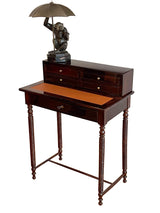 Petit bureau bonheur du jour d'époque Art Déco en palissandre et cuir