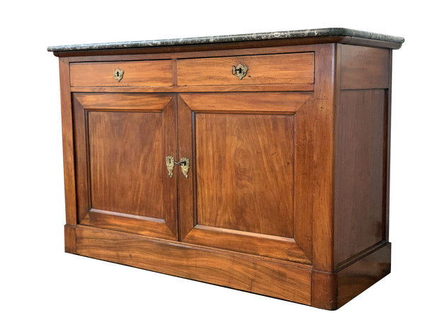 Buffet de style restauration en acajou avec marbre noir