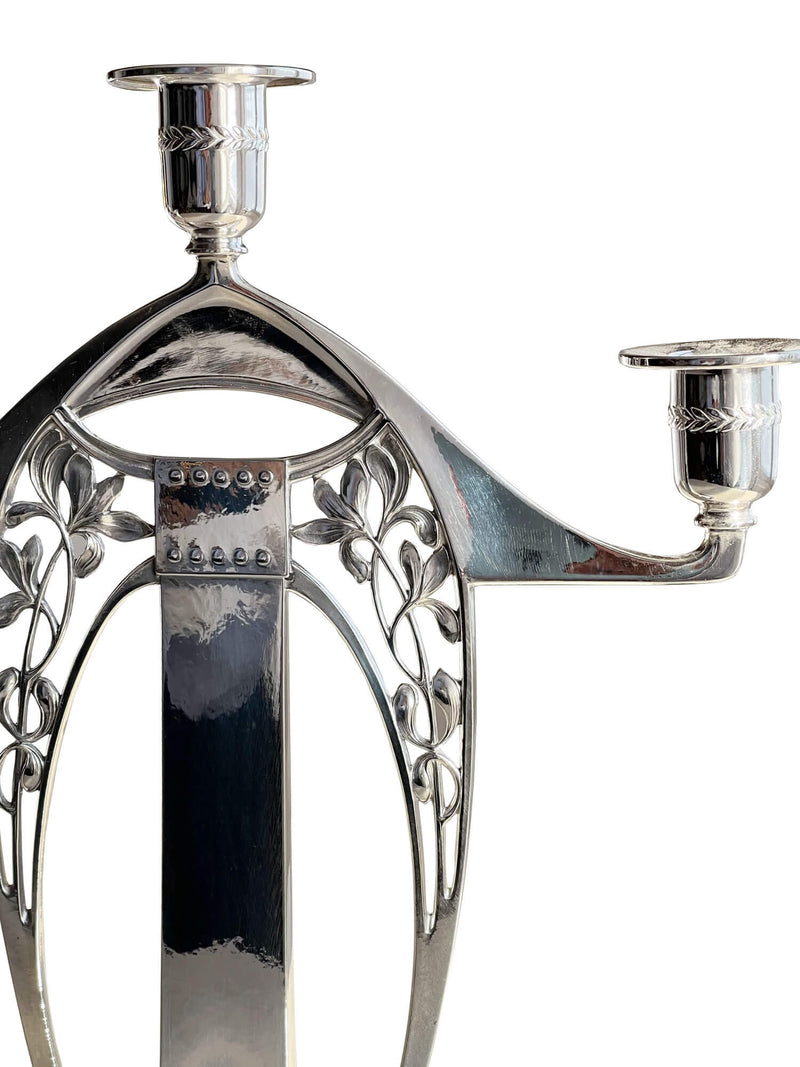 Paire de chandelier Art Nouveau en métal argenté - WMF - circa 1900