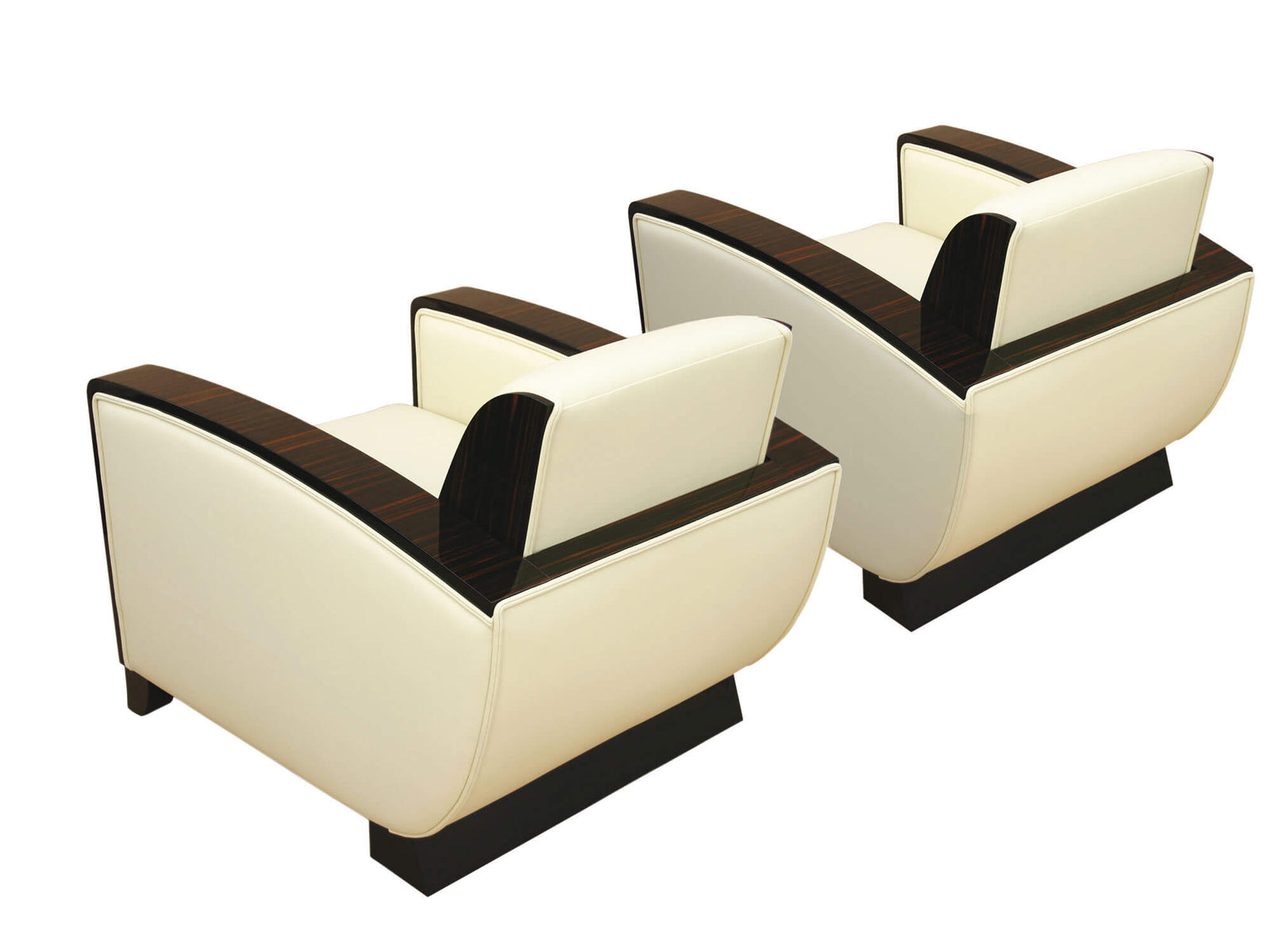 Fauteuil club Art Déco français en cuir noir
