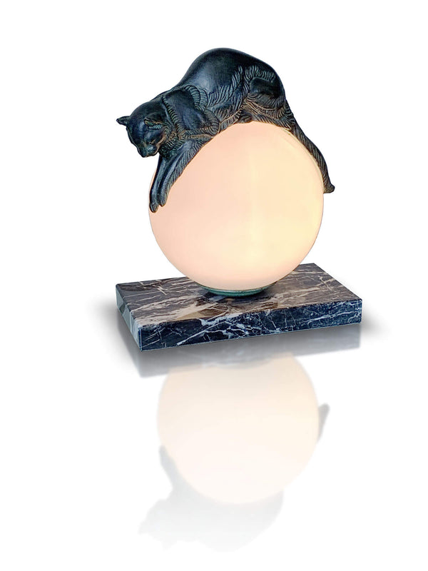 Lampe Chat - modèle Equilibre - Max Le Verrier - signée Eugène Gaillard