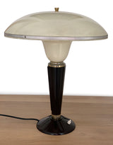 Lampe de bureau JUMO modèle 320 en bakelite couleur noir bordeaux ivoire et or - antiquaire galerie florentine