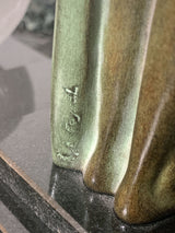 Ondine Lumineuse - Max Le Verrier - Fayral - Pierre Le Fagays - Lampe en bronze ART DECO à globe craquelé - Galerie florentine - antiquaire en ligne