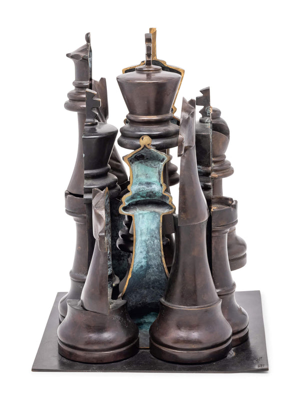 ARMAN - Sculpture en bronze - Le grand jeu d'échec Gambit (2003)