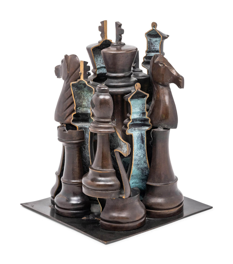 ARMAN - Sculpture en bronze - Le grand jeu d'échec Gambit (2003)
