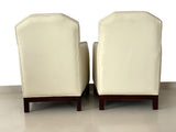 Paire de fauteuils ART DECO cuir crème et palissandre - vers 1930 - Antiquaire - Galerie florentine - vue de dos