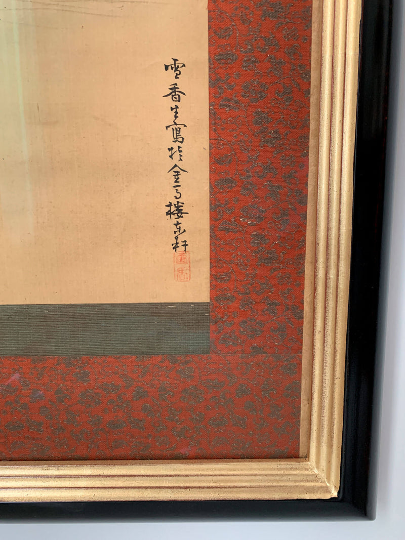 Cadre Peinture sur soie - art asiatique - japon XIXe
