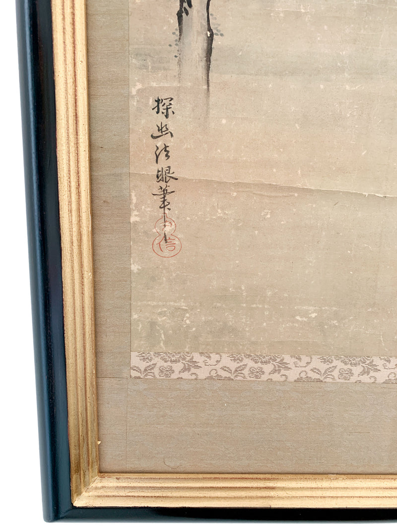 Grande peinture sur papier de riz - 135x64 cm - Asie XIXe siècle