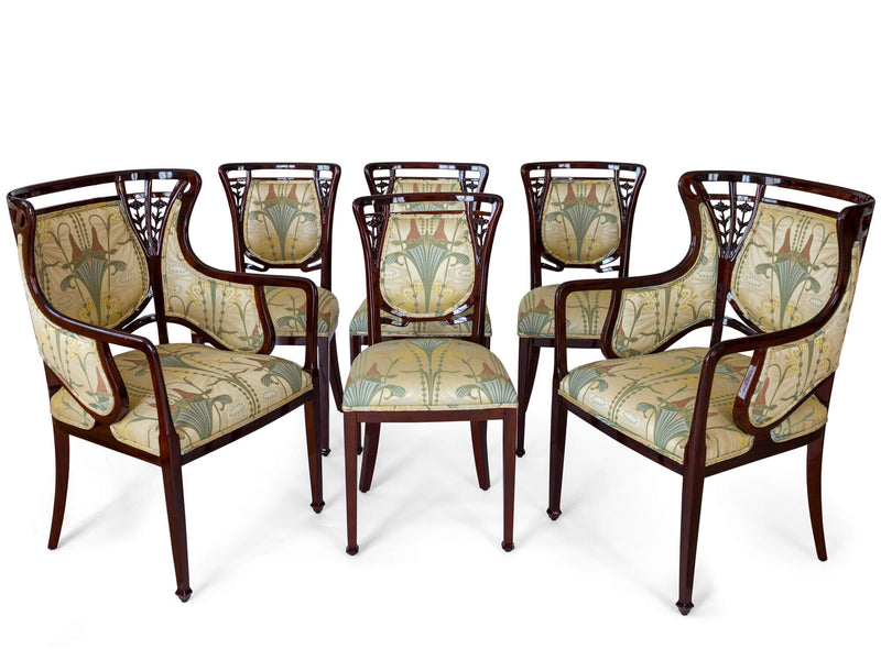 Louis Majorelle - Salon Art Nouveau - 2 fauteuils art nouveau et 4 chaises art nouveau - circa 1900 - 1910