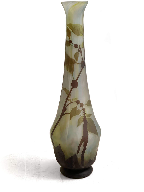 DAUM - Nancy - très grand vase amarantes queue de renard