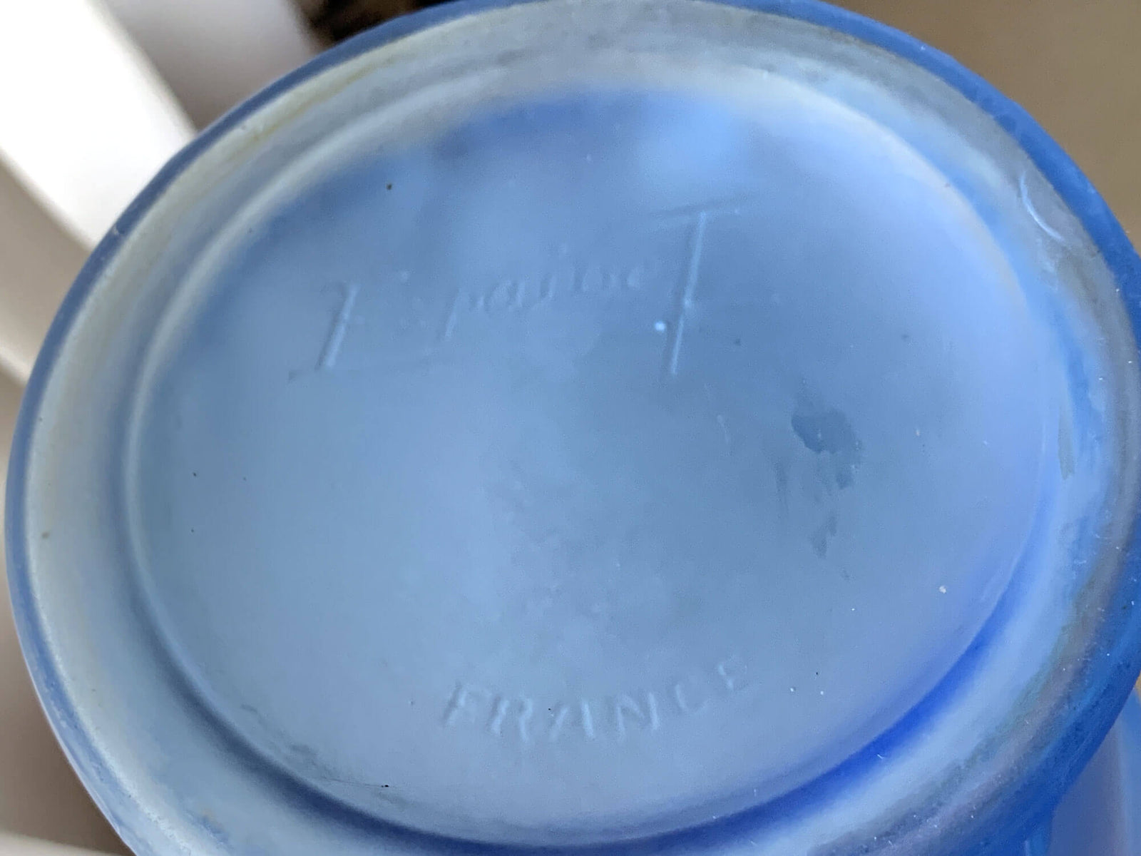 1930 René Lalique - Vase Soucis Verre Bleu Saphir Patiné Bla