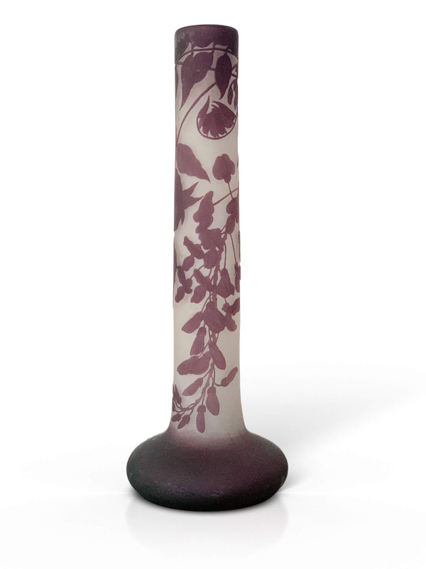Vase GALLE Soliflore de tonalité violette à décor floral- Etablissement Gallé