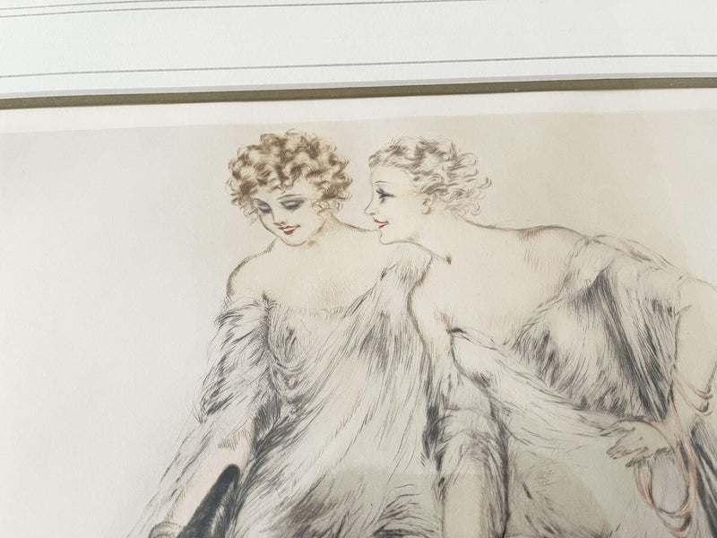 Louis ICART - Coursing III - 1930 - Dame aux levriers - Lithographie