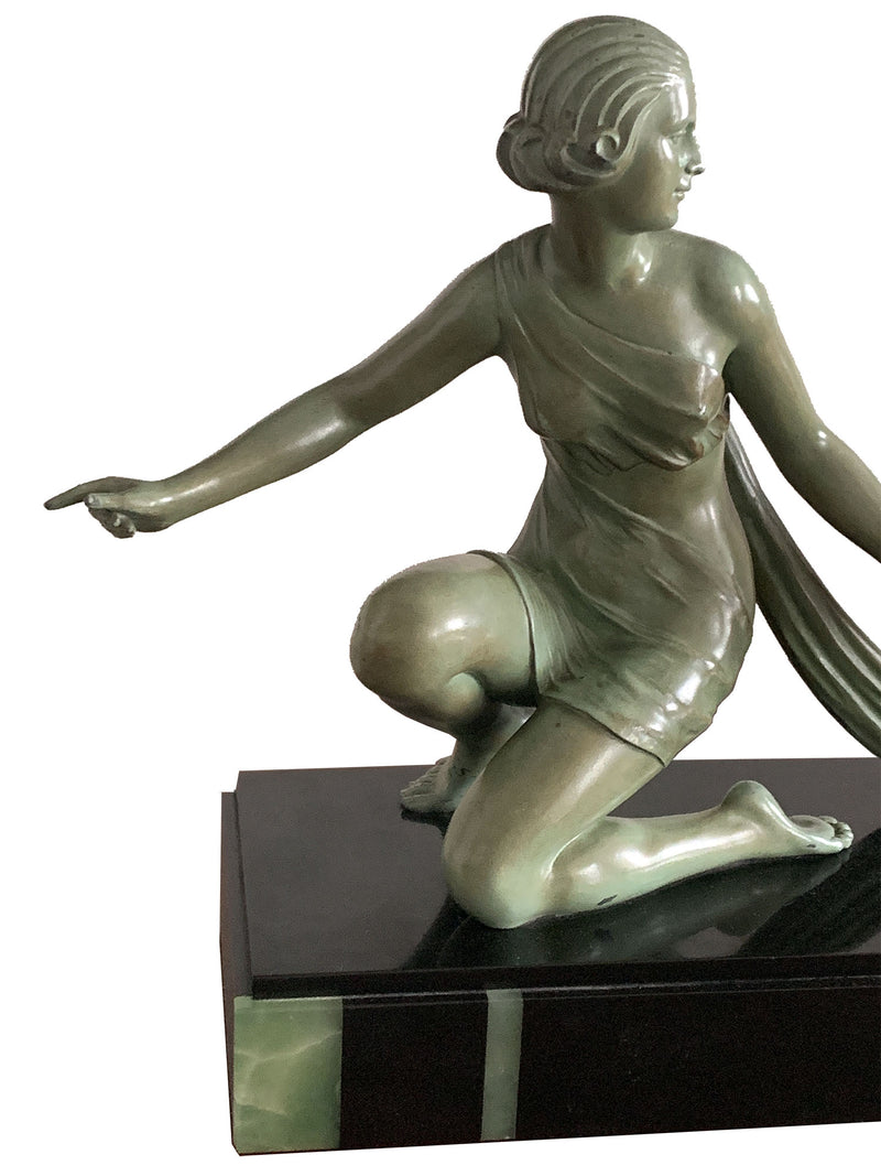 OUDINE | Alexandre Ouline - statue ART DECO à patine verte - galerie florentine - antiquaire en ligne