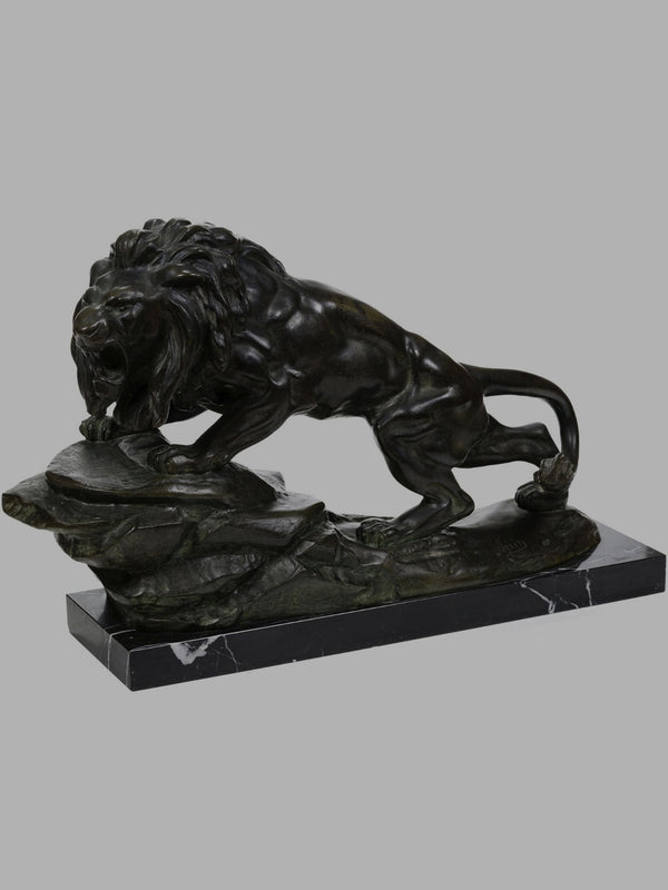 Lion rugissant sculpture bronze - NERIN XXè