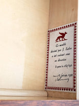 étiquette dans le tiroir - meuble de 1955 entièrement restauré